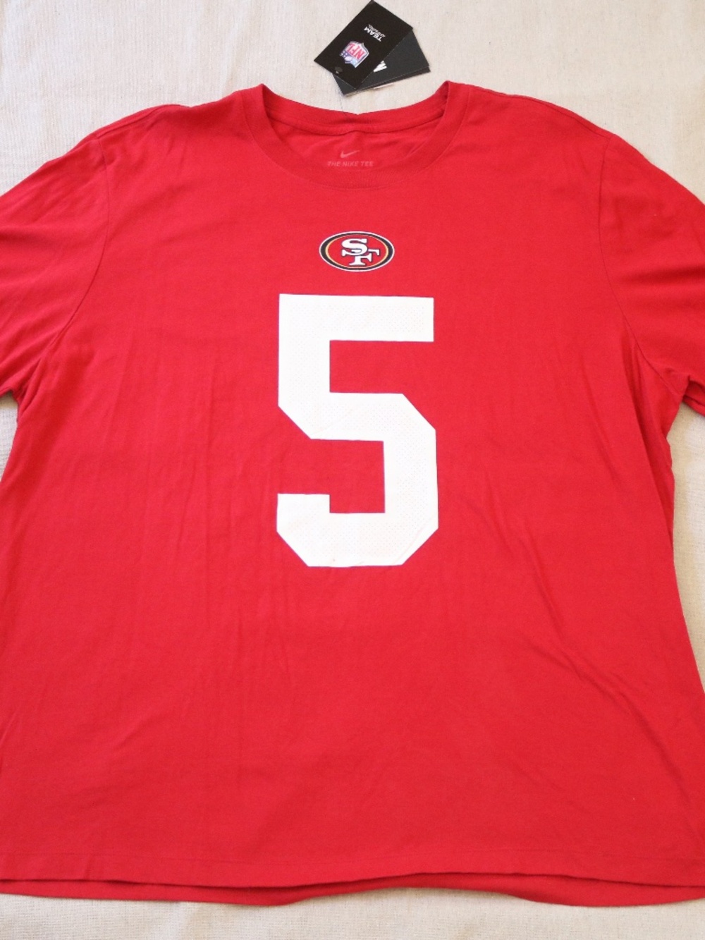 Trey Lance San Francisco 49ers Nike Tee Shirt Men's XXL Red NWT Name Number #5